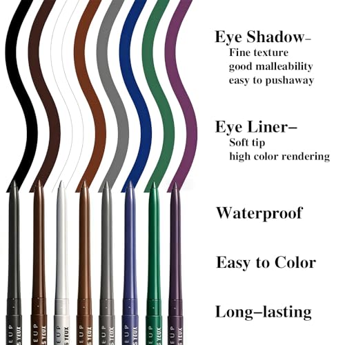 8-Piece Retractable Eyeliner & Eyeshadow Pencil Set
