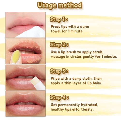 Turmeric Lip Scrub & Balm Set with Brush - Exfoliating Lip Care
