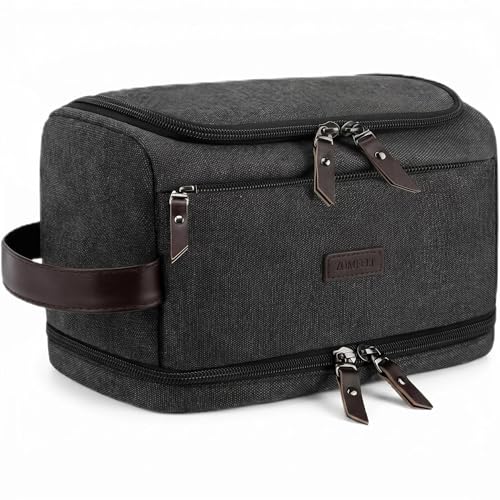 ZOMFELT Dual Layer Canvas Toiletry Bag for Men