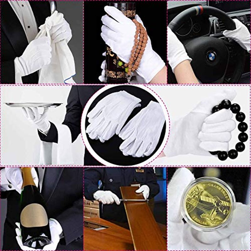 20 Pairs White Cotton Gloves for Dry Hands & Eczema