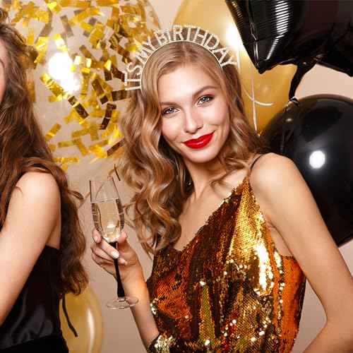 Gold Crown for Girls, Cute It's My Birthday Headband Tiara for Women, Happy Birthday Decorations Gifts