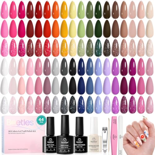 Beetles 44pcs Gel Nail Polish Set with Base & Top Coats