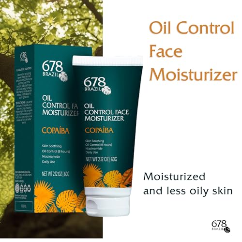 678Brazil Oil Control Facial Moisturizing Gel - Hydrating Non-greasy Lightweight Mattifying Moisturizer - Oily & Acne-prone Complexion - Copaiba, Niacinamide, Hyaluronic Acid - 60g / 2.11oz