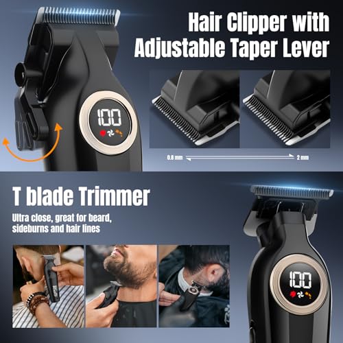 Hair Clippers for Men Professional, Cordless Barber Clippers and Trimmers Set, Electric Clippers for Hair Cutting Kit with LED Display, Gift for Men
