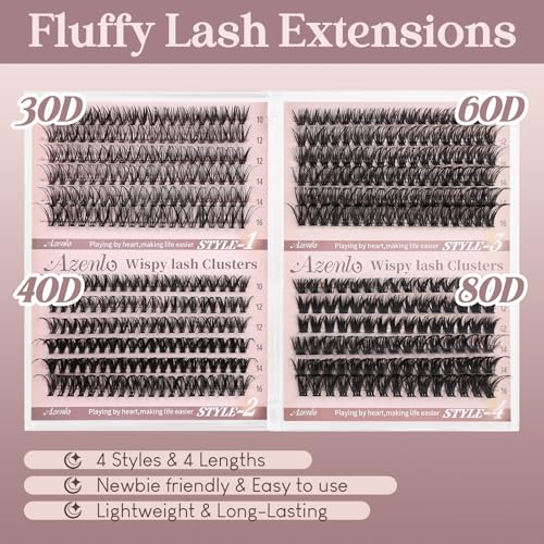 Azenlo Wispy Lash Clusters 10-16mm 456pcs DIY Extensions