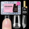 6-3 Square Short Nail Tips Kit 288 pcs with Glue – No Shaping Needed, Pre-Filed, Natural Fit, HEMA-Free