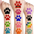 12 Sheets Dog Paw Temporary Tattoos, Paw Print Birthday Party Supplies Decorations Cute Face Body Art Fake Tattoo Stickers Paw Print Party Favors Goodie Bag Fillers School Classroom Reward Gifts
