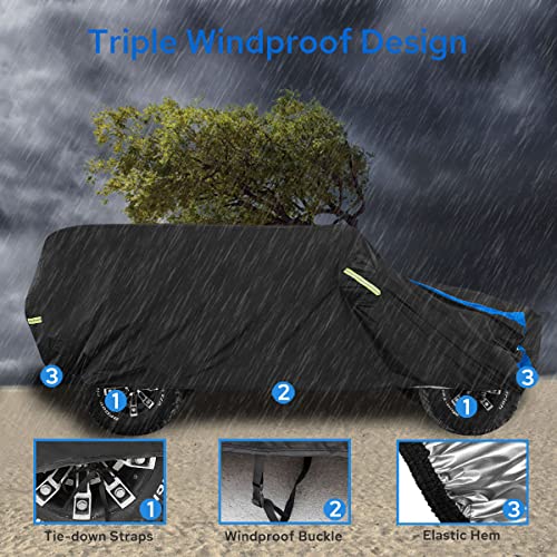 Avecrew for Jeep Wrangler Cover Waterproof 2 Door, All Weather for Jeep Rain Cover for Automobiles, Outdoor Full Exterior for Jeep Covers Fits JK JL TJ YJ CJ