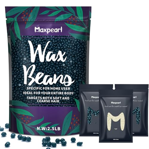 Maxpearl Hard Wax Beads 2.5LB + 10.5OZ - Brazilian, Bikini Waxing, Face, Eyebrows, Underarms, Arms, Chest, Back, Legs, Jasmine & Coconut Formula