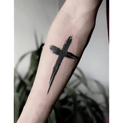 2 Pcs Black Herbal Cross Arm Tattoo Stickers,Men And Women Effect is Vivid of Temporary Tattoos Fake Tattoos for the Beach or Pool,Rave Parties,Nightclubs,Holiday,Body Temporary Tattoos