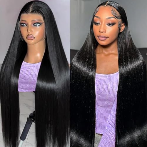 28 Inch 210% Density Straight Lace Front Wig - HD Transparent Human Hair