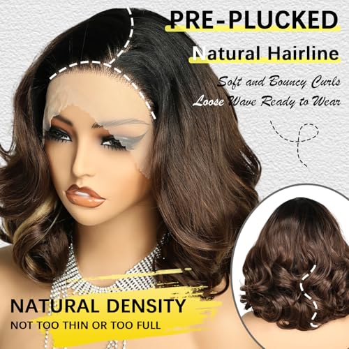 SOKU 13x6 Lace Front Wig Short Loose Wave 12" Synthetic