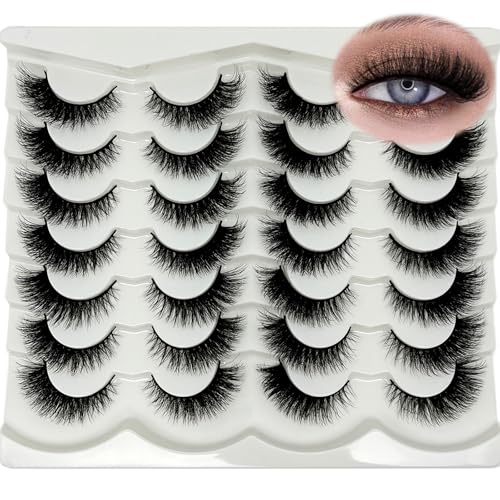 Cat Eye Lashes 14 Pairs Faux Mink Wispy Strip Lashes