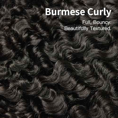 ASHINE Burmese Curly Bundles Human Hair Unprocessed Raw Burmese Curly Water Wave Human Hair 3 Bundles Natural Black 16 18 20 inch