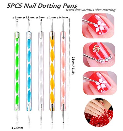 8 Piece Nail Art Dotting Pen & Brush Set - Professional Manicure Tools