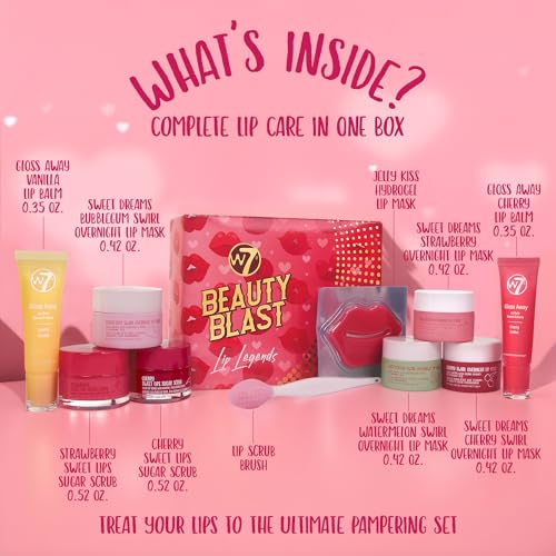 W7 Beauty Lip Care Set with Lip Masks, Scrubs & Balms - Sweet Flavors
