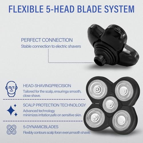 3 PCS Blades Refills for Freebird Head Shaver, 5 Blades Razor Replacement Heads Bald Men Freedom Grooming for free bird + 3 Cleaning Brush