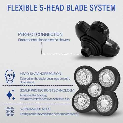 3 Pack Blades Refills Compatible with Freebird Shaver, 5 Blades Shaver Replacement Heads for Bald Men Freedom Grooming, with 3 Cleaning Brush