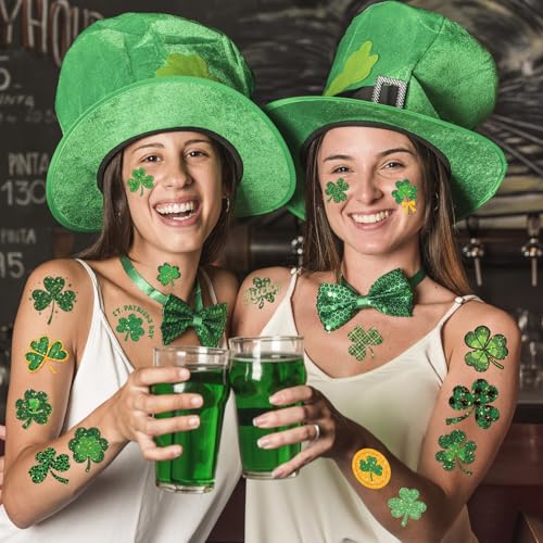 Winthrop 240 Pcs Glitter Shamrock Temporary Tattoos for Kids
