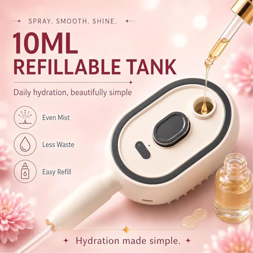 Electric Misting Hair Brush with Scalp Massage & Self-Clean