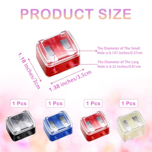 Dual Hole Cosmetic Pencil Sharpener 4-Pack for Eyeliner & Lip Liner