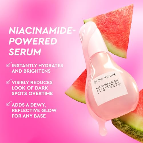 Glow Recipe Watermelon Glow Dewy Skin Routine Kit - Full Size Dew Drops Serum, Full Size Pink Juice Moisturizer, Travel Size PHA+BHA Pore-Tight Toner & Watermelon Jelly Sheet Mask (4 Count)