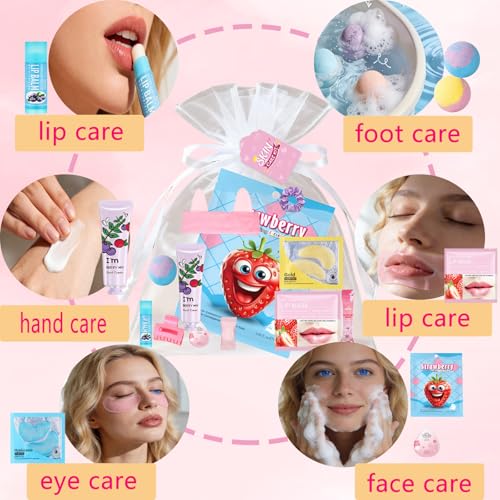 112PCS Spa Party Supplies for Women, Spa Party Favors Include Face Masks,Hand Cream,Lip Mask,Spa Headband and Foot Bath Bombs Bulk Birthday Sleepover Party Supplies for Women