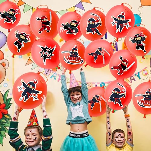 Ninja Party Favors Pack – 24 Punch Balloons & 48 Tattoos