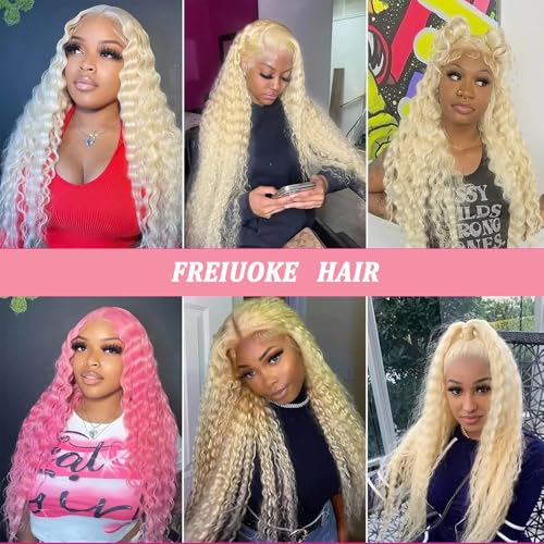 Freiuoke 613 Dark Gold Blonde Kinky Curly Hair Bundles - 3 Pack, 30 Inch Virgin Human Hair