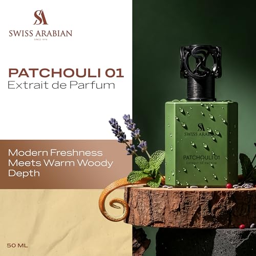 Swiss Arabian Patchouli 01 Heritage Collection Unisex Cologne 50ml - Long Lasting Fougere Fragrance