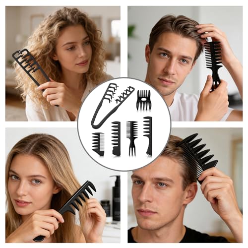 6-Piece Texture Comb Set | Wide Tooth Hair Styling Combs