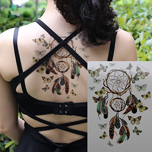 6 Sheet Temporary Tattoo Set - Large Waterproof Dream Catcher Design