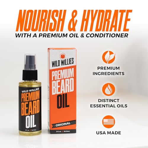 Wild Willies Beard Care Kit for Men - Beard Grooming Set with Oil, Shampoo, Comb & Brush - Men¡¯s Care Set