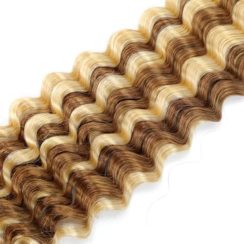 HuxoWax 613 Blonde Human Hair Braids - 22 Inch Deep Curly Wave