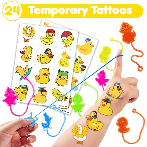 48 Pcs Duck Party Favors - Stick Hands & Temporary Tattoos