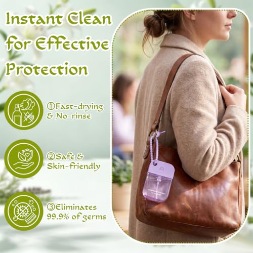 Frienda 24 Pack Hand Sanitizer Spray with Silicone Lanyard, 62% Alcohol, 30 ml