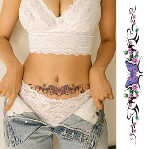 CARGEN Temporary Tattoos - Sexy Flowers Vine Butterfly 10 Sheet Set