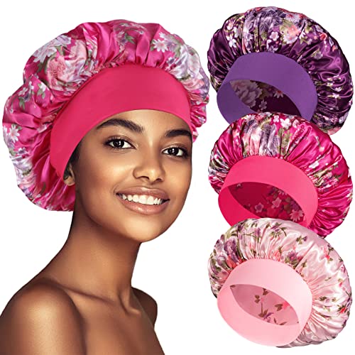 Satin Sleep Bonnet for Curly Hair, Anti-Frizz - 3 Pack