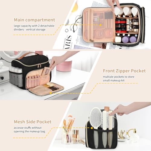 Large Makeup Bag with Organizer Compartments & Quilted Design