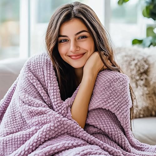 Purple Spa Gift Basket for Women with Flannel Blanket