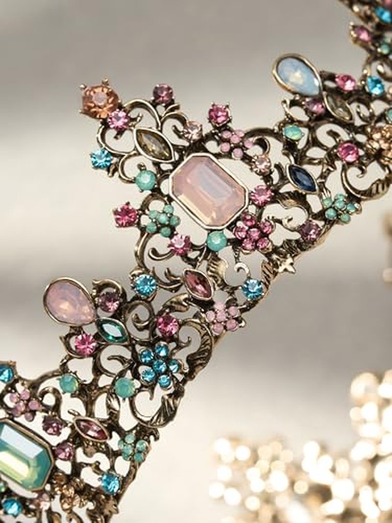 SWEETV Baroque Queen Crown Tiara for Women - Wedding & Prom Accessory
