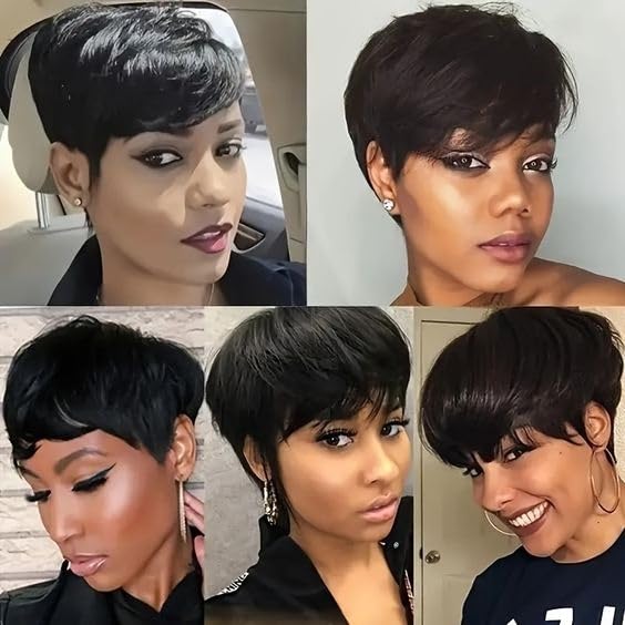 100% Virgin Human Hair Pixie Cut Wig - Short Layered