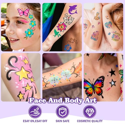Temporary Tattoo Markers Kit – 16 Colors & 80 Stencils