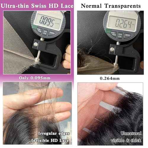 2x6 SKINLIKE Real HD Lace Closure Deep Parting Straight Human Hair 0.095mm Ultra-thin hd lace Closure Tiny knots Brazilian Virgin Human Hair Closure pre plucked with Natural Hairline, 14inch