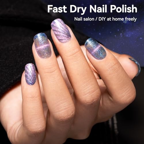 9D Cat Eye Nail Polish - Blue to Purple Galaxy Magic