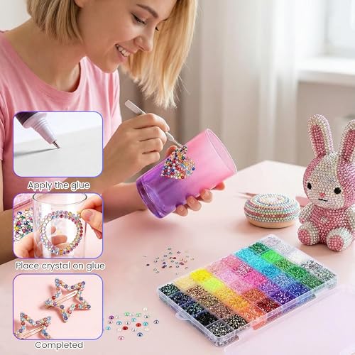 Fodeuxp Bedazzler Kit with 24,000 Multicolor Resin Rhinestones for Nail Art & Crafting - Variation 24000