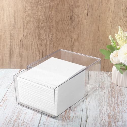 Klmnop Disposable Face Towel Holder, Clear Storage Box with Drawer for Face XL Towels, Stackable Face Towel Box for Bathroom and Vanity(Clear)