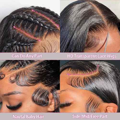 30 Inch 13x6 Lace Front Wigs Human Hair 200 Density Straight HD Lace Front Wigs Pre Plucked Straight Glueless Human Hair 13x6 HD Frontal Human Hair Wig for Women