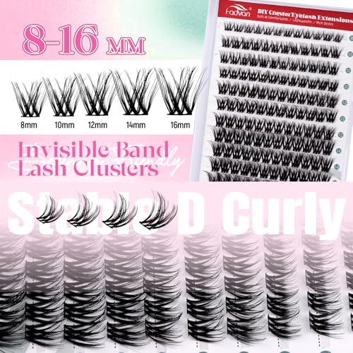 FADVAN Wispy Lash Clusters 144PCS | 8-16mm D-Curly Eyelash Extensions