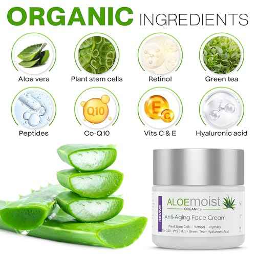 Advanced Retinol Cream for Face: Aloemoist Revive Anti Aging Face Cream for Women & Men Topical Retinoid Wrinkle Repair Day or Night Moisturizer, Organic Retinol Facial Moisturizer for Aging Skin Care